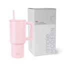 Copo Simple Modern Trek 900ml com Alça e Tampa de Palha - Aço Inoxidável