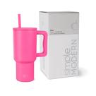 Copo Simple Modern Trek 900ml com Alça e Tampa de Palha - Aço Inoxidável