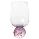 Copo Taça Base Esfera Em Vidro Transparente e Rosa 540Ml