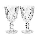 Copo Taça Vidro Diamante Transparente Para Agua 300ml 2Un