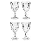 Copo Taça Vidro Diamante Transparente Para Agua 300ml 4Un