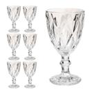 Copo Taça Vidro Diamante Transparente Para Agua 300ml 6Un