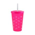 Copo Tampa Canudo 300mL Rosa Neon Colecao AMOR Cupido
