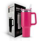 Copo Térmico 1200ml com Canudo Inox Cor Rosa Pink Reforçado
