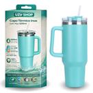 Copo Térmico 1200ml Inox 304 Com Alça Canudo e Tampa Anti Vazamento Quente e Frio Academia Viagem