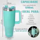 Copo Térmico 1200ml Inox Brilhante Furta Cor Com Canudo E Alça Lateral Bebida Quente Fria Grande Festa Caminhada Irsina