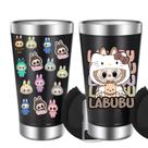 Copo Térmico 475 ml Labubu Com Tampa e Abridor de Garrafa Personalizado