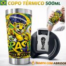 Copo Térmico 500ml Tema Brasil Mascotes Copo Da Copa Do Mundo Mantém Bebida Gelada Tampa Abridor