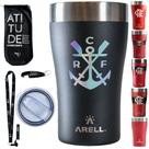 Copo Térmico Arell com Isolamento a Vácuo 473ml Flamengo com Kit Protetor MODELO:KIT Fla 12