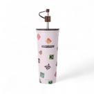 Copo Térmico Canudo Inox Minecraft Original Miniso