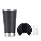 Copo Térmico Cerveja Chopp Gelo Tampa Abridor Inox 473ml Preto
