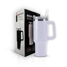 Copo Térmico com Canudo Parede Dupla Branco Grande 1200 Ml Copo Térmico com Canudo Parede Dupla Branco Grande 1200 Ml