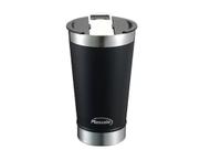 Copo Térmico com tampa Abridor de Garrafa Preto 650ML Plasvale