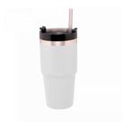 Copo Térmico de Aço Inox Parede Dupla SlimTerm com Base Ergonômica e Canudo 590ml Branco 29571 - Wolff