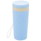 Copo termico de bambu ecologico com parede dupla + tampa e alca azul 310ml