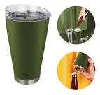Copo Termico De Cerveja Verde Com Abridor de Garrafas e Tampa 700ml Mor