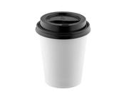 Copo Térmico de Papel Biodegradável Branco 200 ml Com Tampa para Beber Preta 100 Unidades