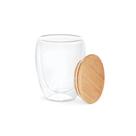 Copo Térmico de Vidro Duplo Isolado 350ml com Tampa de Bambu