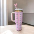 Copo Térmico Floral com Canudo 1200ml e protetor de silicone