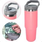 Copo Termico Garrafa 890ml Com Tampa Alça E Canudo Flip Inox