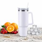 Copo Térmico Grande 1200ml com Canudo Removível e Tampa com Trava, Isolamento a Vácuo Parede Dupla, Ideal para Café, Chá, Suco e Água Gelada BRANCO