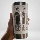 Copo Térmico H&J Personalizado com Nome 473ml - Aço Inox Branco e Tampa