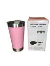 Copo térmico inox 473ml com abridor de garrafa na cor rosa claro