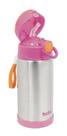 Copo Térmico Inox Parede Dupla c/ Canudo 400ml - Rosa - Buba