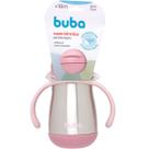 Copo Térmico Inox Parede Dupla Com Canudo e Alça Rosa 19009 - Buba