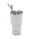 Copo Térmico Inox Siluet 850ml 2 Canudo e Escova NTK Branco Copo Térmico Inox Siluet 850ml 2 Canudo e Escova NTK Branco