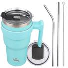 Copo Térmico Konokyo 900ml com Alça, 2 Canudos, 2 Tampas em Aço Inoxidável