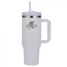 Copo Térmico Leonidas, 1180ml, Com Canudo, Quente ou Frio, Metal, Branco, LNGLST1180MLWH