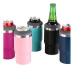 Copo Térmico Long Neck Cerveja Latinha Latão Litrinho Inox Cor Preto Liso420 mL