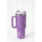 Copo Térmico MS-957 1200ml Com Estampas Florais - Aço Inox com Tampa Emborrachada