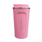 Copo Termico para Cafe e Cerveja Anti-vazamento em Aco Inox com Tampa Rosa 510ml