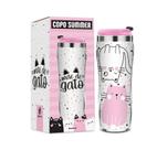 Copo Térmico Plástico Inox 350ml Mãe De Gato