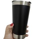 Copo Térmico Preto 473 Ml Com Tampa E Abridor Em Aço Inox