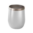 Copo térmico tipo cuia 350ml com campa com parede dupla inox para café, água, cerveja, Branco, Preto, Inox