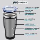 Copo Térmico Tumbler 30 OZ 887ml com Tampa Preto - Tumbler