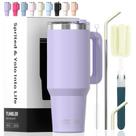 Copo térmico WATERSY 40 oz com parede dupla, alça e isolamento, roxo