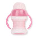Copo Transição Infantil Treinamento Alimentar Bebe Mamadeira Bico Flexível Antivazamento c/ Alça 120 ml 6m Volta as Aulas cor Rosa Presente Pimpolho