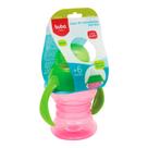 Copo treinamento com alca buba bico em silicone rosa 200ml ergonomico com tampa antivazamento