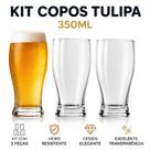 Copo Tulipa 350ml Kit 3 Peças Vidro Cerveja Chopp Drinks Elegante Resistente Sofisticado Mesa Posta Happy Hour Churrasco Copo Tulipa 350ml Kit 3 Peças Vidro Cerveja Chopp Drinks Elegante Resistente Sofisticado Mesa Posta Happy Hour Churrasco