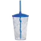 Copo Twister com Tampa e Canudo Neon 500ml Azul