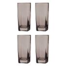 Copo Vidro 320ml Quadrado BALI Jogo com 4 Cinza Luxo Agua