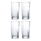 Copo Vidro 320ml Quadrado Bali Jogo com 4 Transparente Luxo