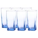 Copo Vidro 320ml Quadrado BALI Jogo com 6 Azul Luxo