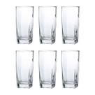 Copo Vidro 320ml Quadrado BALI Jogo com 6 Transparente Luxo