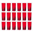 Copo Vidro 320ml Quadrado BALI Kit com 18 Vermelho Luxo