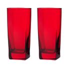 Copo Vidro 320ml Suco água BALI jogo com 2 Vermelho